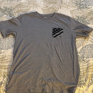 Oakley Gray Men's T-Shirt with Flag Pocket